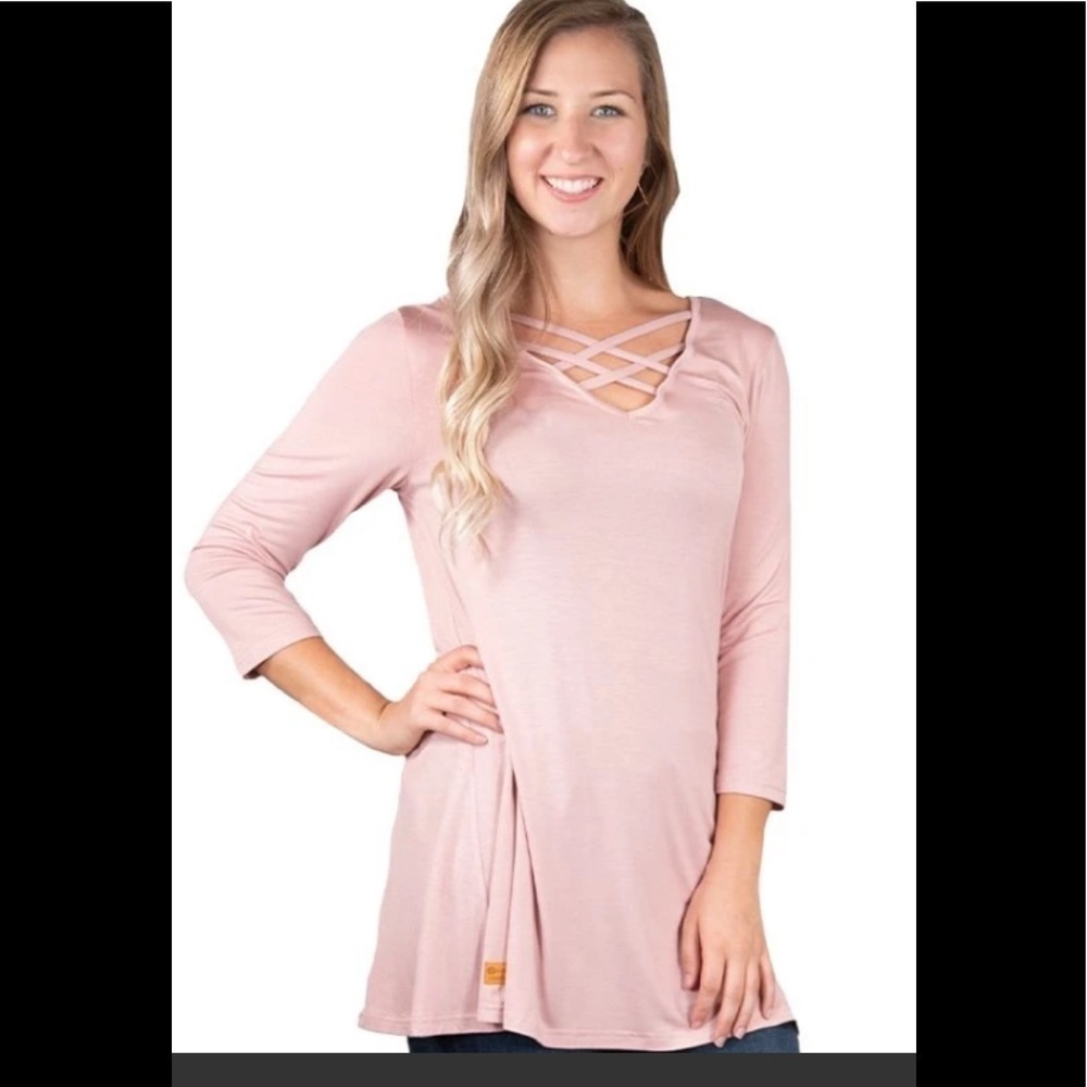 Simply Southern Solid Cross Tunic Top Sz M NWT